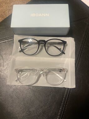 Women's Round Blue-Light Glasses — Clear and Black Frames